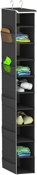 Libeder 10-Shelf Hanging Shoe Organizers with Side Pockets, Black by Libeder