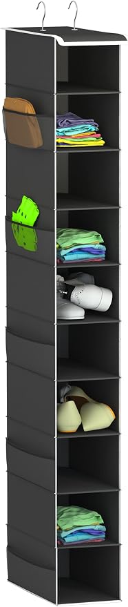 Libeder 10-Shelf Hanging Shoe Organizers with Side Pockets, Black by Libeder