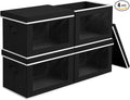 Homsorout Cube Storage Bins with Lids, Clear Window Storage Baskets for Organizing, Fabric Organizer Bins with Handle, Cloth Storage Bins for Shelves, Closet, Clothes, Towels, 4 Packs, Black by Homsorout