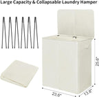 WOWLIVE 140L Double Laundry Hamper 2 Section with Lid and Removable Bags - Image 3