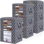 Storage Bags 100L 8 Pack Clothes Organization and Storage Containers | Large Blanketfor Bedding, Comforters, Foldable Organizer with Reinforced Handle, Clear Window, Sturdy Zippers, Grey by WiseLife