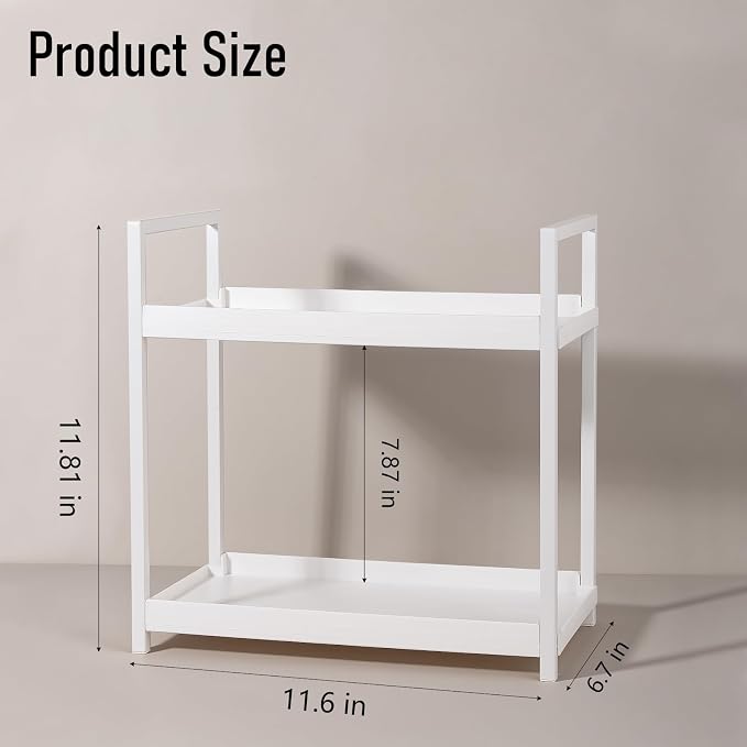 Bathroom Counter Organizer Vanity Storage Countertop Shelf, Small White - Image 7