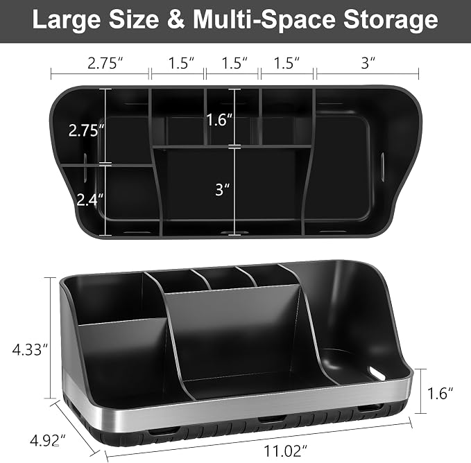 GFWARE Black Toothbrush Holder - 7 Slots Bathroom Organizer Countertop with Drainage Matte Black Electric Toothbrush and Toothpaste Holder for Bathroom Accessories Sink Storage - Image 7