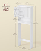 VASAGLE Over The Toilet Storage Cabinet, Doors, Adjustable Shelf, 23.6''W - Image 6