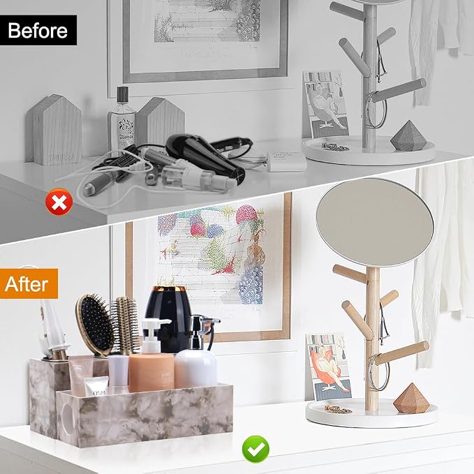 GFWARE Hot Hair Styling Tool Organizer with 3 Stainless Steel Cups, Marble - Image 5