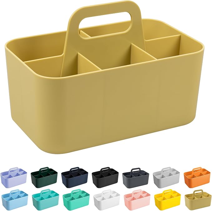 Tiawudi Multipurpose Caddy Organizer, Plastic Caddy with Handle, Stackable Desk Organizer for Stationery, Marker and Pencil, Office Supplies Organizer, Dorm Caddy by Tiawudi