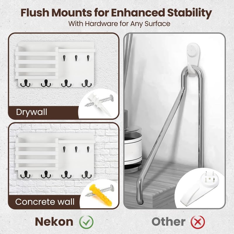 Nekon Mail Holder for Wall, 16.8 Inch Mail Organizer, White - Image 5