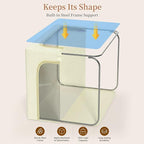 GoMaihe Blanket Storage Bins with Metal Frame for Closet, 55L 6-Pack Beige - Image 2