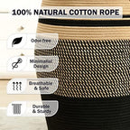 Extra Large Laundry Hamper Basket 105L Woven Blanket Basket, Brown & Black - Image 4