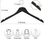 TOPIA HANGER Black Wooden Hangers 30 Pack, 0.28-inch Thick Slim Wood Clothes Hanger with Flat Design and Smooth Notches, Lightweight Space Saving Hangers for Shirt, Coat, Camisole-CT31B - Image 2