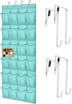 GORILLA GRIP Over the Door Shoe Organizer, 24 Large Pockets, Turquoise | Breathable Mesh Pocket, Space Saving Hanging Storage Holder, Closet Rack Hanger for Shoes, Pantry and Bathroom Accessories by Unknown