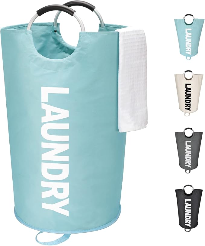 Maxsilan 125L X-Large Laundry Basket Bag, Collapsible Hamper, Light Blue by Maxsilan