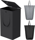 WOWLIVE 100L Black Laundry Hamper with Lid, Dirty Laundry Basket for Dorm by WOWLIVE