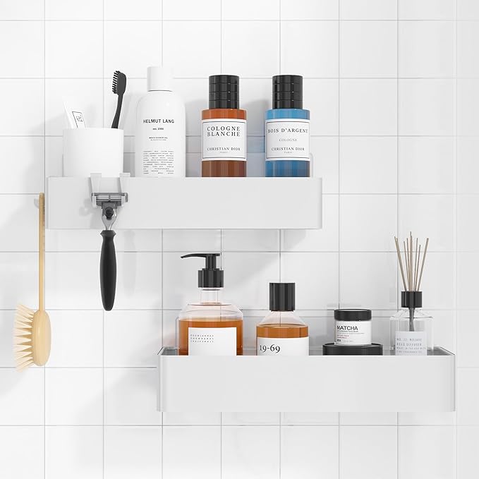 Kitsure Shower Caddy Adhesive, Stylish Shower Organizer, Large, White by Kitsure