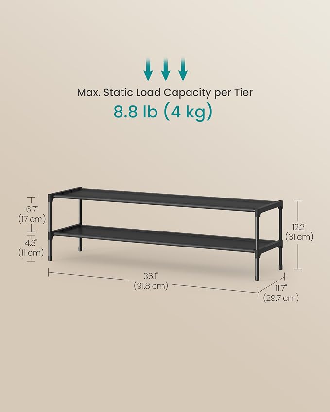 SONGMICS 2-Tier Shoe Rack, Space-Saving, Shoe Storage Organizer - Image 3