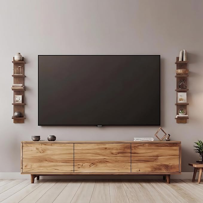 Homaterial 5 Tier Floating Wall Shelf Unit, Brown - Image 8
