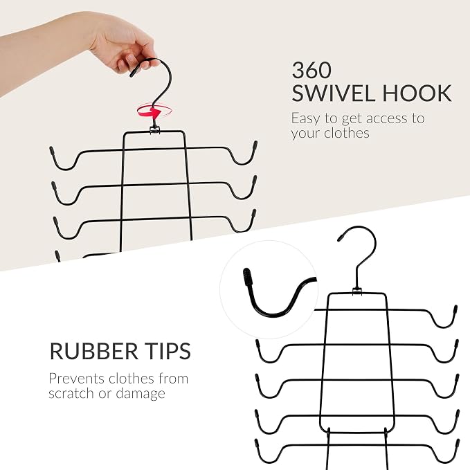 ZEDODIER 3 Pack Tank Top Hanger, Bra Organizer for Closet, Space Saving | 48 Hooks Total, Sturdy Metal, 360° Rotating, Foldable Design, Hanging Closet Organizers and Storage for Apartments and Dorms - Image 6