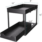 DEKAVA Under Sink Organizer 2 Pack, Bathroom Cabinet Organizer, 2 Tier Sliding Cabinet Basket Organizer Drawer, Multi-Purpose Bath Collection Baskets for Bathroom (Black) - Image 2