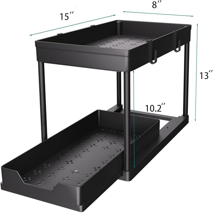 DEKAVA Under Sink Organizer 2 Pack, Bathroom Cabinet Organizer, 2 Tier Sliding Cabinet Basket Organizer Drawer, Multi-Purpose Bath Collection Baskets for Bathroom (Black) - Image 2
