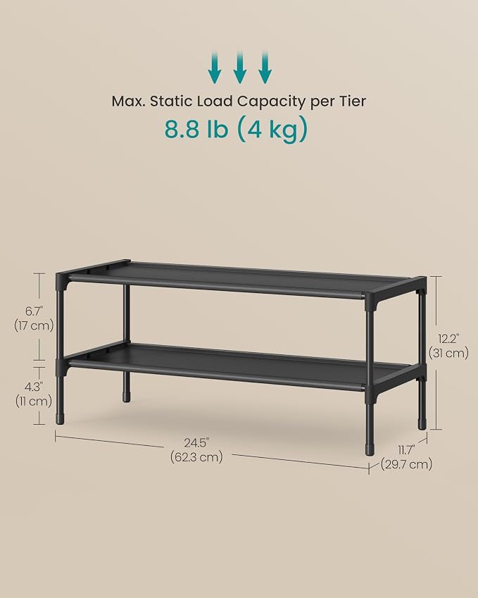SONGMICS 2-Tier Shoe Rack, Space-Saving, Shoe Storage Organizer - Image 3