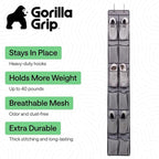 GORILLA GRIP Over the Door Shoe Organizer, 12 Large Pockets, Gray | Breathable Mesh Pocket, Space Saving Hanging Storage Holder, Closet Rack Hanger for Shoes, Pantry and Bathroom Accessories - Image 2