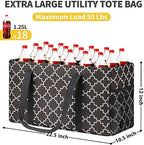 GhvyenntteS Extra Large Utility Tote Bag - Stand Up Utility Tote with Metal Wire Frame & Hard Bottom Board, Reusable Grocery Bags With Handles for Storage, Picnics, Beach, Pool, Laundry, Car, Camping - Image 5