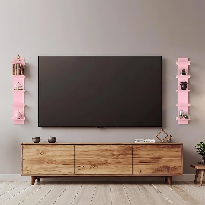 Homaterial 5 Tier Floating Wall Shelf, Pink - Image 8