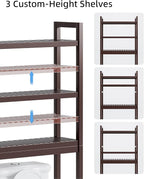 SMIBUY Bathroom Storage Shelf, Bamboo Over-The-Toilet Organizer Rack, Freestanding Toilet Space Saver with 3-Tier Adjustable Shelves (Dark Brown) - Image 7