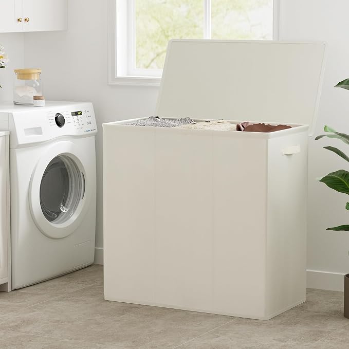 WOWLIVE 180L Laundry Hamper 3 Section, Large Laundry Basket with Lid - Image 2