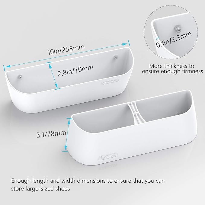 6Pack Wall Shoe Rack, Adhesive or Screw Mount for RV, White - Image 3