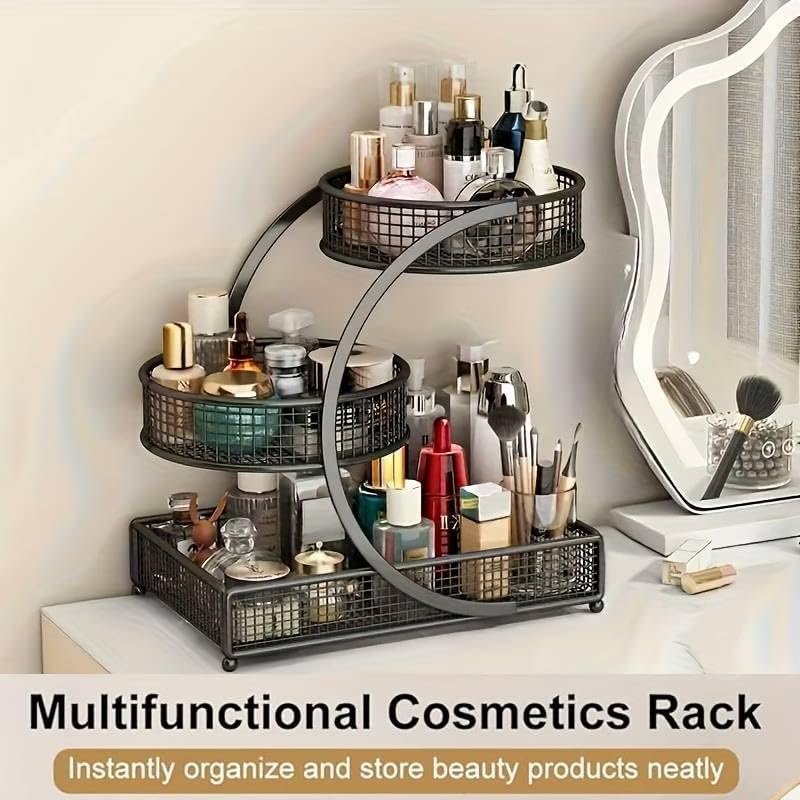 Makeup Organizer Countertop for Vanity, 3 Tier Bathroom Bedroom Counter Skincare Organizer Cosmetic Display Shelf Vanity Accessories for Women Multi-Purpose Metal Storage Rack for Home, Office - Image 5