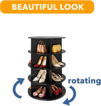 SpaceAid 4 Tier Rotating Shoe Rack Tower, Spinning Shoe Display Lazy Susan, Revolving 360 Shoe Rack Storage Round Carousel, Vertical Handbag Rotate Shoes Closet Organization (4-Tier Black) - Image 7