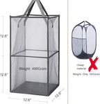 HONOMA Laundry Bags Hamper Bag with Handles,Portable & Collapsible Dirty Clothes Mesh Basket Foldable for Washing Storage, Kids Room,Dorm or Travel (Black,Double-Layer) - Image 4