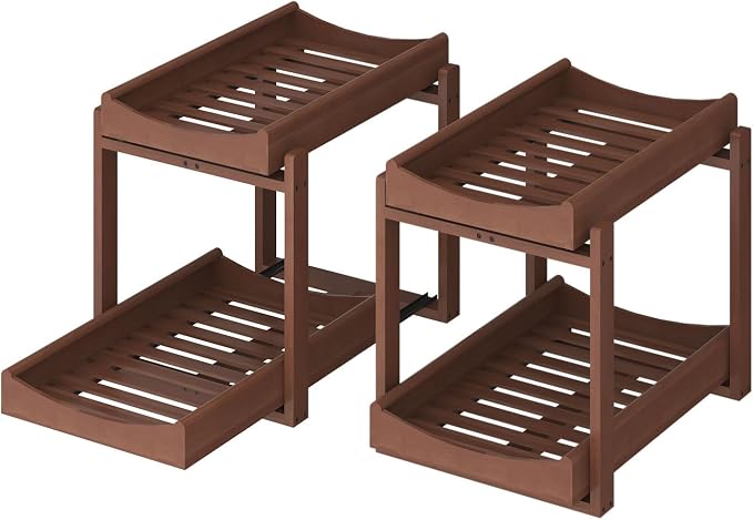 MHXW SXPN Bamboo Under Sink Organizer, 2 Pack Pull Out Cabinet Organizer - Image 9
