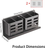 Aluminum Toothbrush Holder， Wall-Mounted，Bathroom Rack，4 Slot，Grey - Image 2