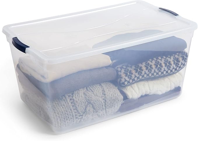 Rubbermaid Cleverstore 95 Qt Clear Storage Bins with Lids, 4-Pack, Stackable, BPA-Free, Made in USA - Image 4