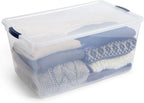 Rubbermaid Cleverstore 95 Qt Clear Storage Bins with Lids, 4-Pack, Stackable, BPA-Free, Made in USA - Image 4