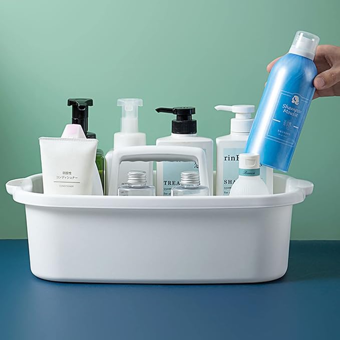 Haundry Large Cleaning Supplies Caddy with Handle, Plastic Storage Bucket Organizer for Cleaning Products, Shower Caddy Basket for Car, Dorm, Bathroom, Garden, Kitchen -White - Image 2