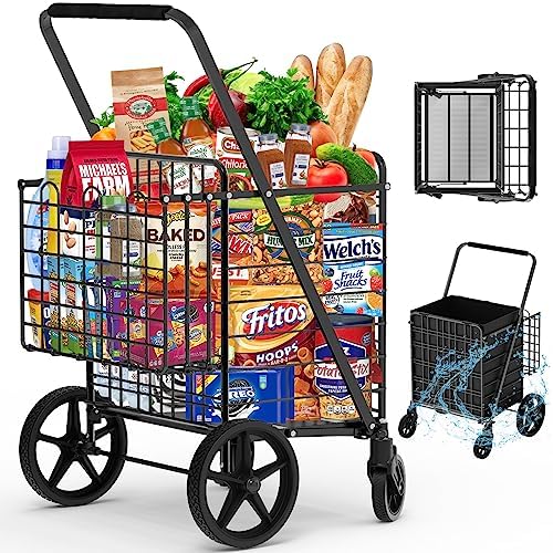 450lbs Capacity Shopping Cart,Upgrade Huge Grocery Cart on Wheels by RXUJYC