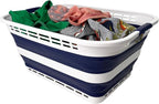 SAMMART 42L (11 Gallons) Collapsible Plastic Laundry Basket - Foldable Pop Up Storage Container/Organizer - Portable Washing Tub - Space Saving Hamper/Basket [BPA Free] (White/Starry Blue) by SAMMART