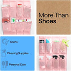 GORILLA GRIP Over the Door Shoe Organizer, 24 Large Pockets, Pink | Breathable Mesh Pocket, Space Saving Hanging Storage Holder, Closet Rack Hanger for Shoes, Pantry and Bathroom Accessories - Image 6