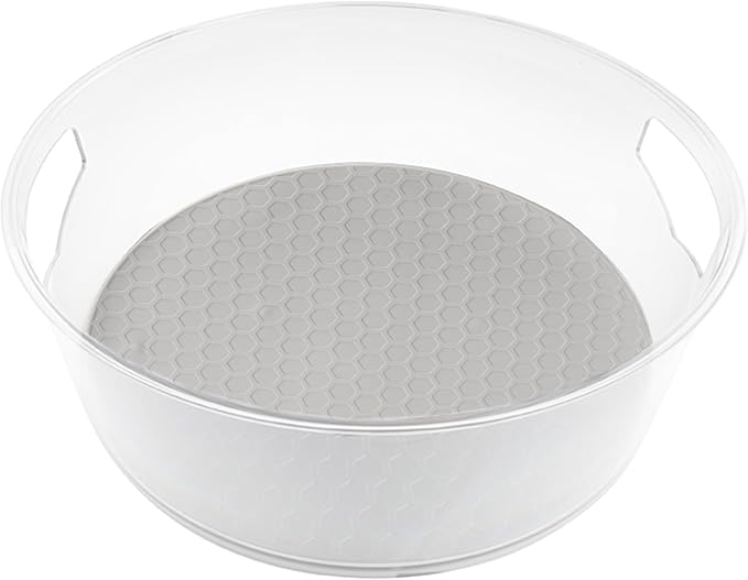 Spectrum Extra Large Tall Lazy Susan Organizer 12.25 in Oyster Gray XL High Wall Turntable Rotating for Kitchen Countertop Table Bathroom Cabinet Refrigerator Pantry Shelf Under Stink Organization by Unknown