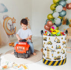 ESSME Kids Laundry Basket,Car Hamper Collapsible Canvas Waterproof Storage Bin for Boys, Nursery Hamper,Gift Baskets,toy bins(Engineering vehicle) - Image 5