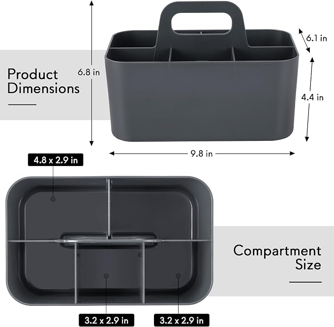 Tiawudi Multipurpose Caddy Organizer, Plastic Caddy with Handle, Stackable Desk Organizer for Stationery, Marker and Pencil, Office Supplies Organizer, Dorm Caddy - Image 3