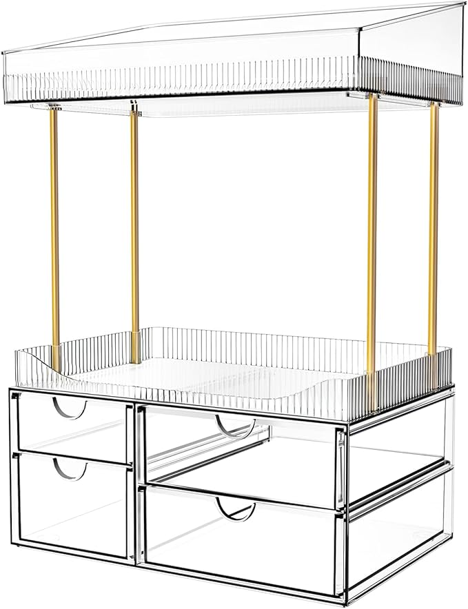 SNSLXH 4-Tier Clear Makeup Organizer Bathroom Storage by SNSLXH