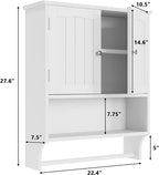 Bathroom Cabinet, White Bathroom Wall Cabinet with 2 Doors and Adjustable Shelf, Wall Mount, Towel Rack, Over The Toilet Storage Cabinet, Medicine Cabinet - Image 2