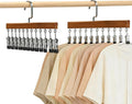 Closet Organizer with 12 Clips, Space Saving Hangers for Clothes, Hanging Closet Organizers and Storage, Wooden Socks Hats Pants Hangers with Clips, for Small Room Organization (2 Pack) by Unknown
