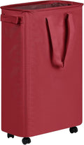 efluky Slim Laundry Hamper with Wheels, Rolling Laundry Basket for Clothes, Small Laundry Basket for Bedroom, Dorm and Laundry Room, 60L (12.7 Gallons) Red by efluky