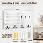 Nekon Mail Holder for Wall, 16.8 Inch Mail Organizer, White - Image 7
