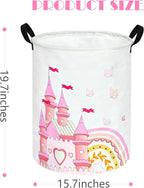 MAIZMZ Pink Castle Storage Bins Organizer Toy Box Laundry Basket Large Canvas Collapsible Chest for Home/Dorm/Kitchen/Pet/Office/Closet/Shelf/Gift Baskets - Image 7